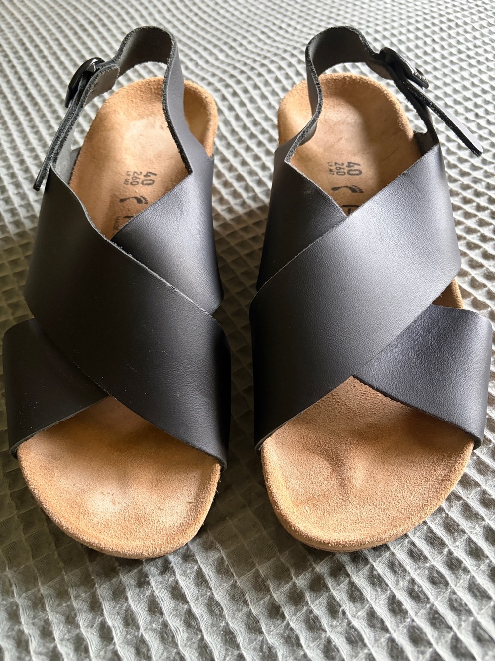Papillio Black Crisscross Slingback Sandals